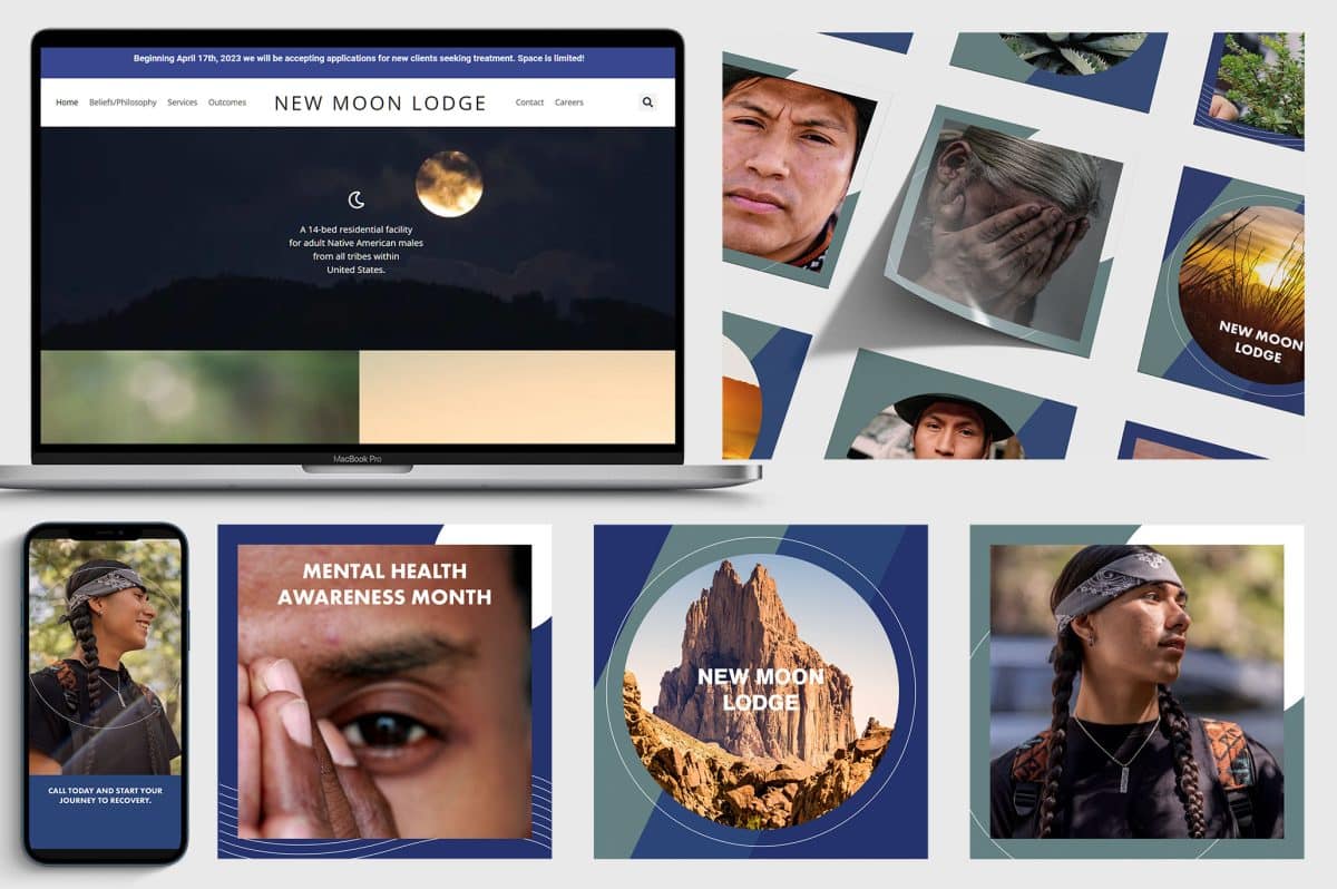 New Moon Lodge Website, Social Media & Print Collateral